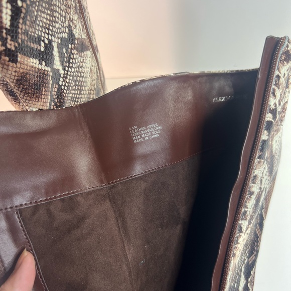 Alex Marie Pamilla Snake Boots 8.5 brown leather in Tall knee high New in box - Picture 14 of 14